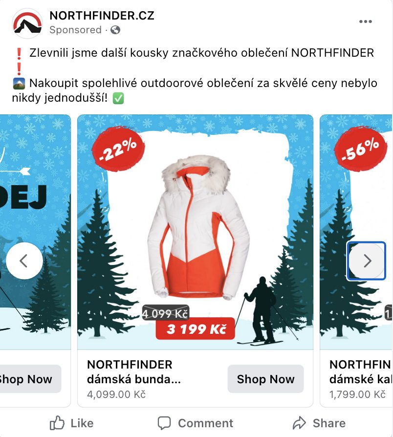 facebook reklama, produktové reklamy