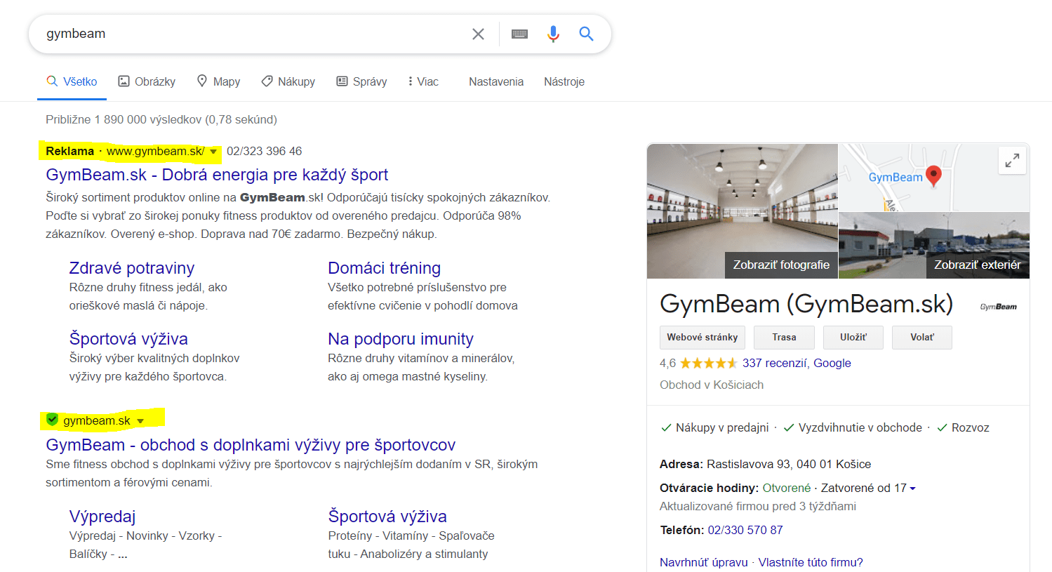 PPC kampaň na vlastnú značku GymBeam