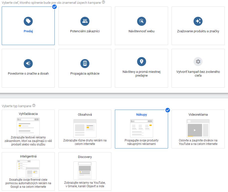 google ads, reklamne kampane a ciele