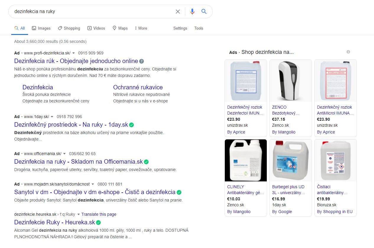 Google Ads kampaň reklama vo vyhľadávači • Search Ad