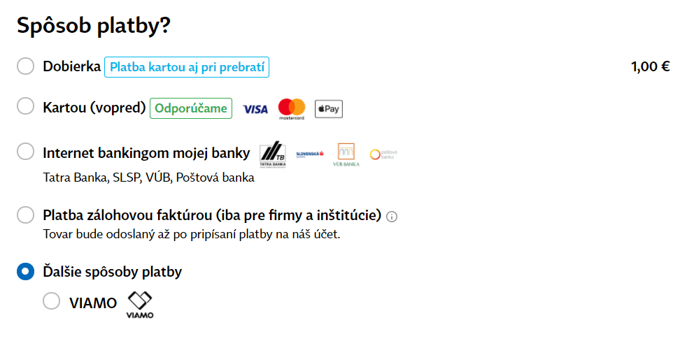 Platobné možnosti pre e-shop