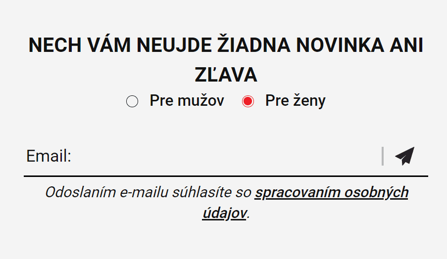 Holokolo získava e-maily za prístup k novinkám a zľavám.