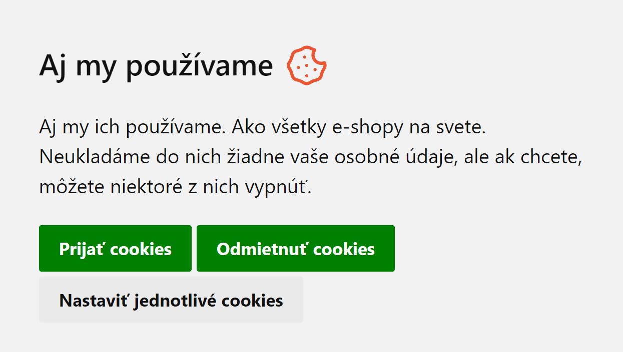 vzhľad transparentnej cookie lišty