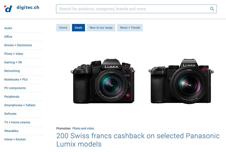 E-commerce Švajčiarsko Digitec fotoaparáty