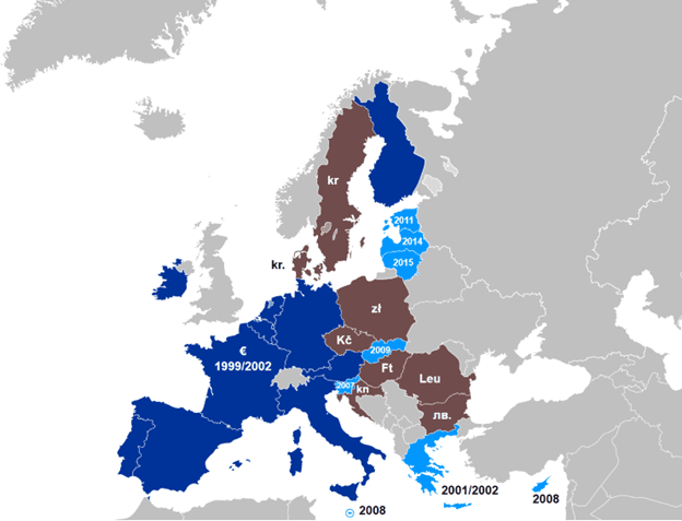 eurozóna mapa