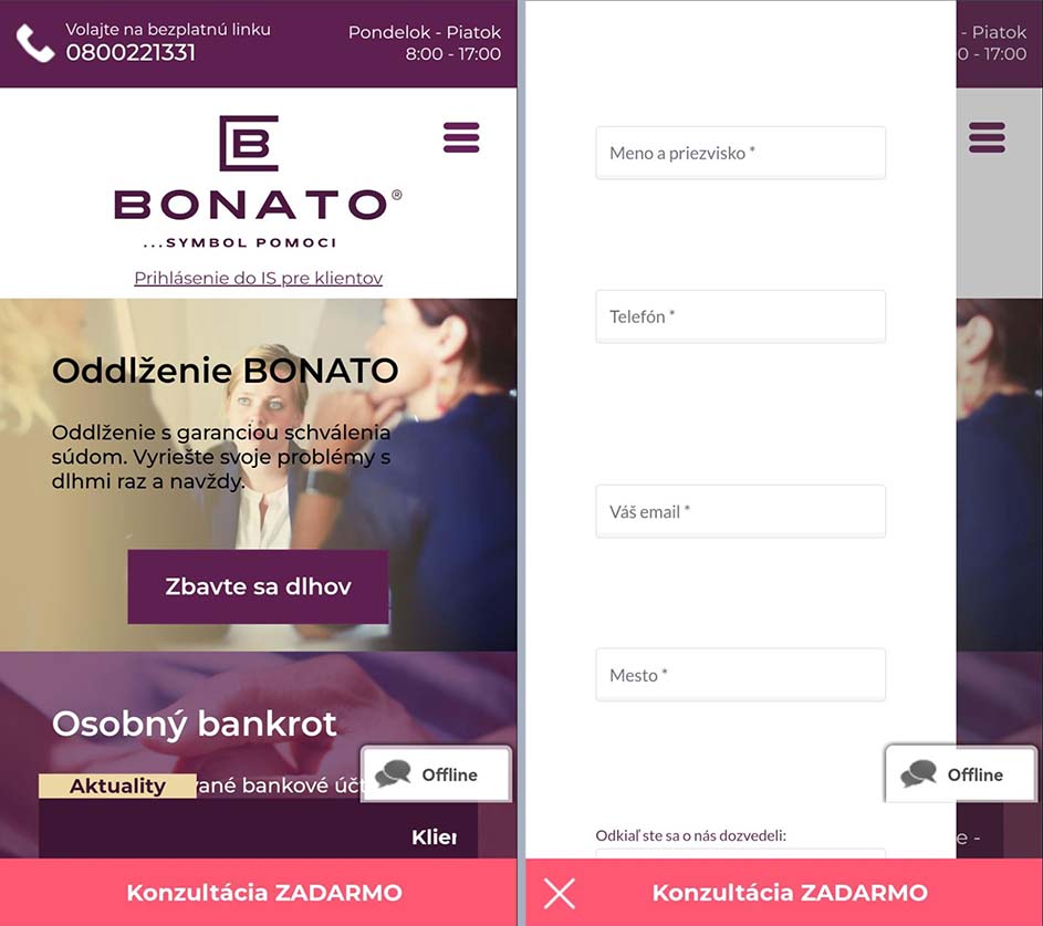 Lead generation Botanto formulář