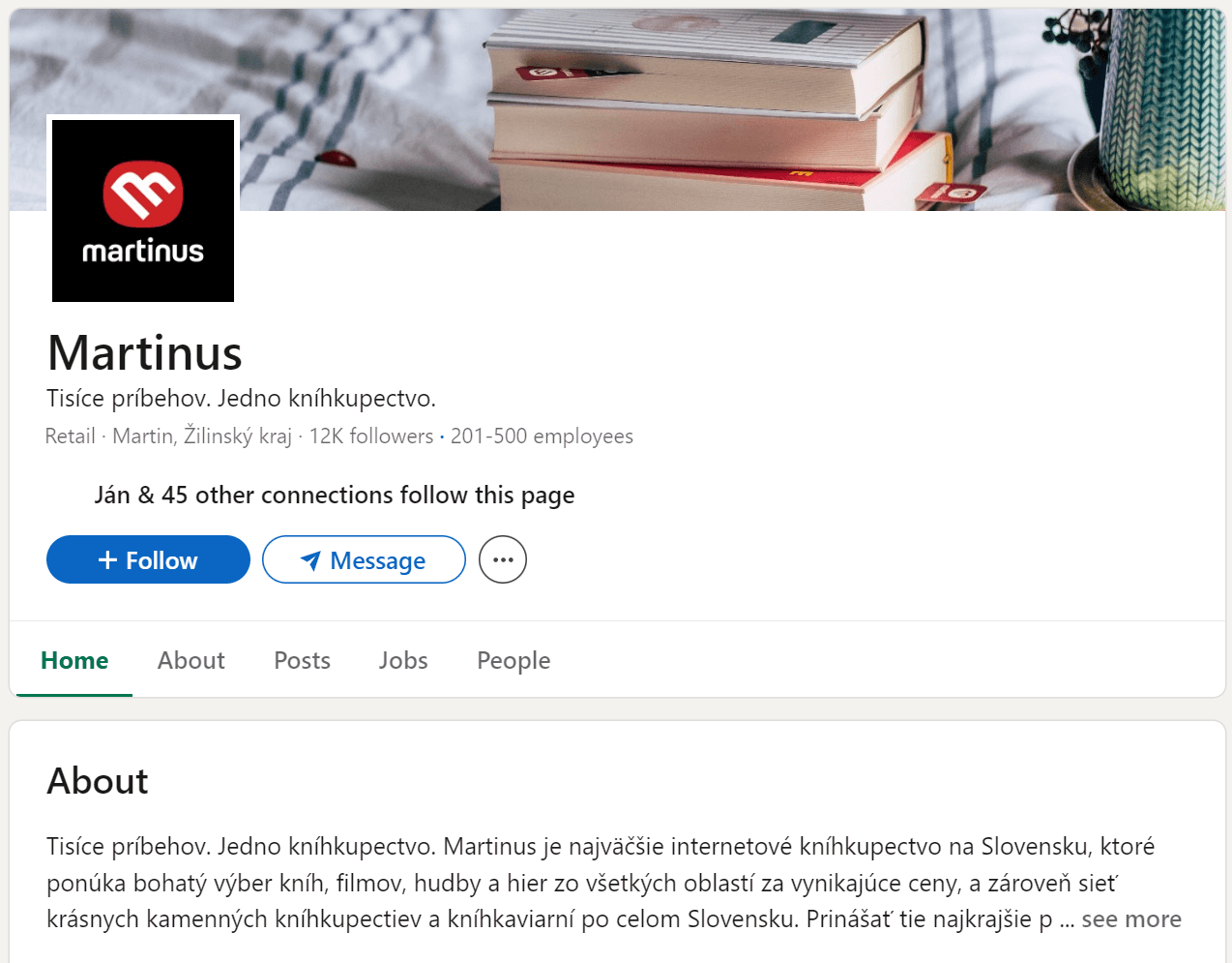 Firemný profil Martinus na LinkedIne