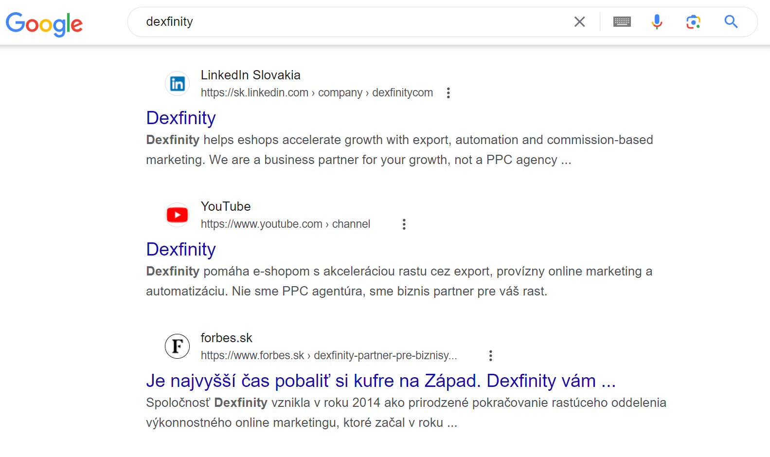 LinkedIn in Google search results